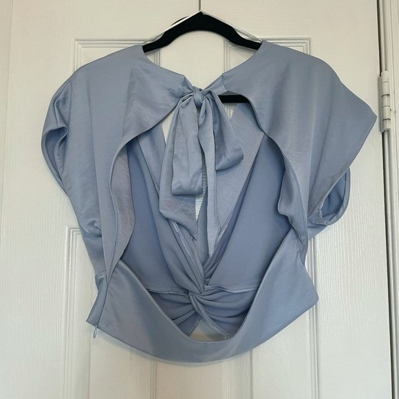 ZARA Knotted Satin Crop Top - Picture 2 of 7